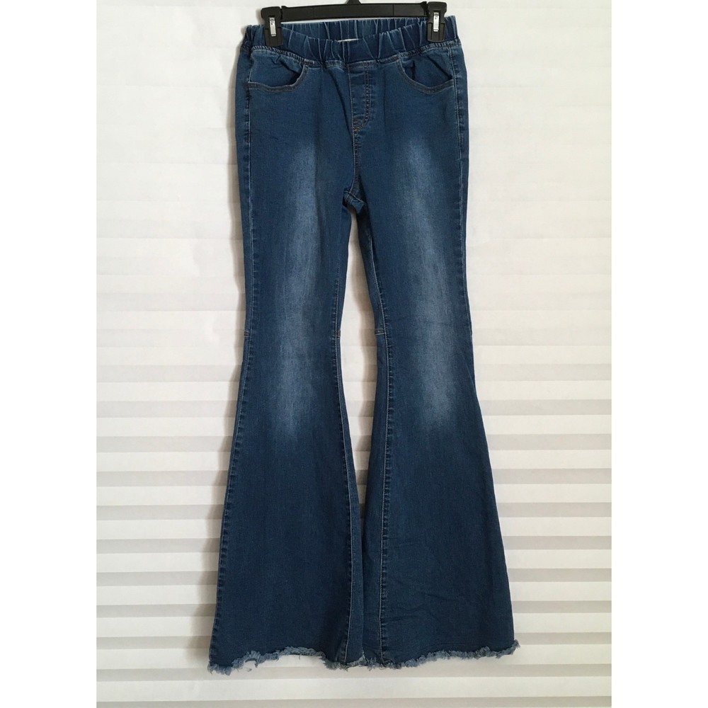 Aaron & Amber Women Jean Pants Size M Cotton Blend Elastic Waist Pull On Pockets